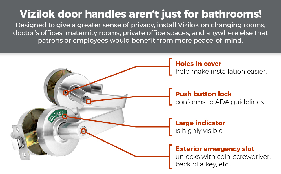 VIZILOK Privacy Indicator Lock Commercial Grade Left Right Reversible Occupancy Indicator