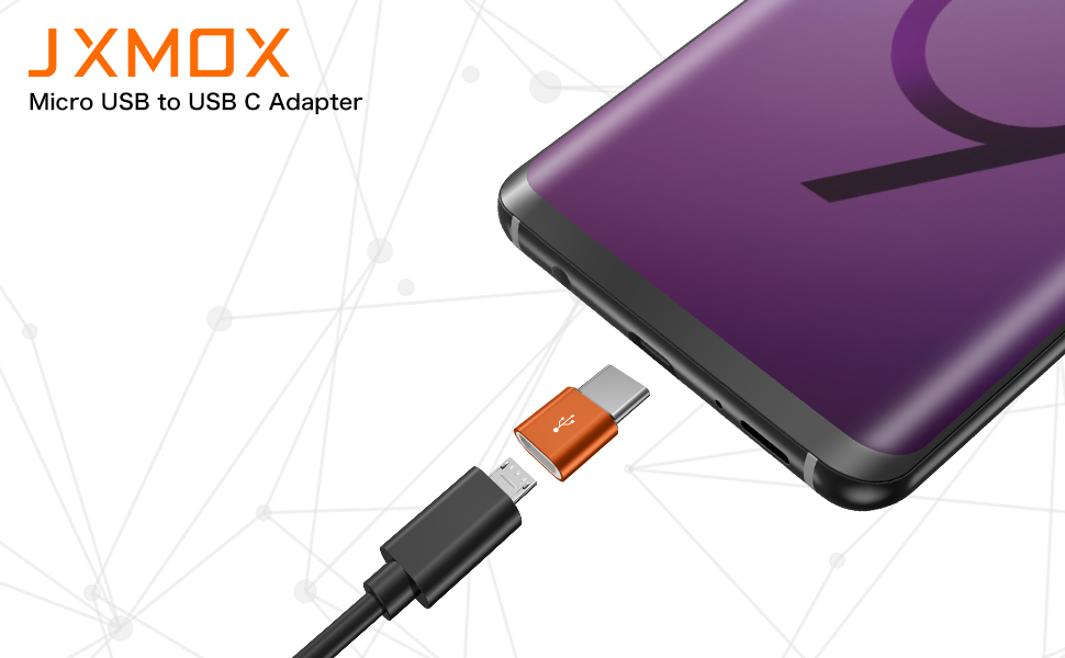 JXMOX USB Type C Adapter (4Pack), Micro USB Female to USB C Male Convert Connector