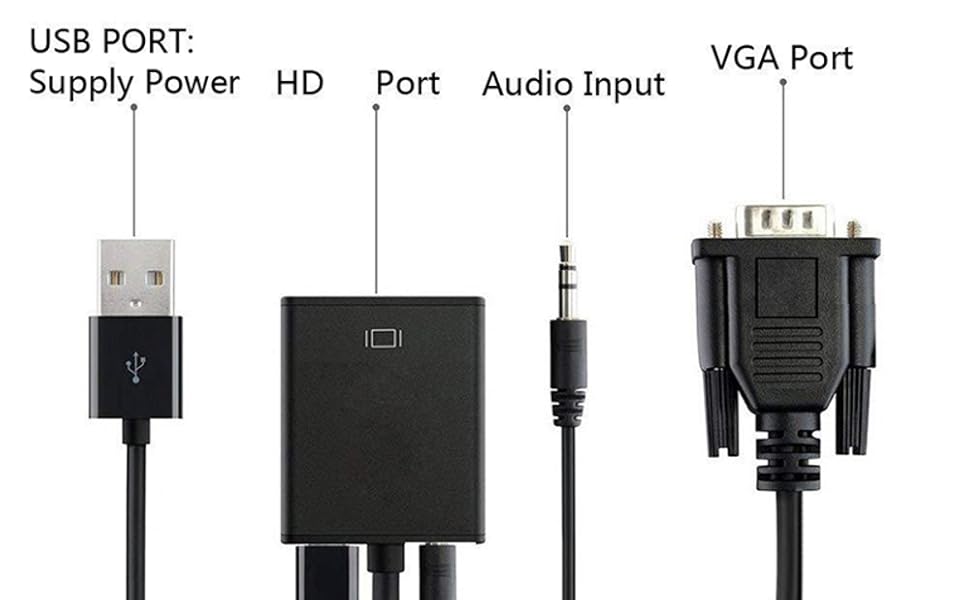 Unifree VGA Male to HDMI Female Output Video Converter Adapter Cable