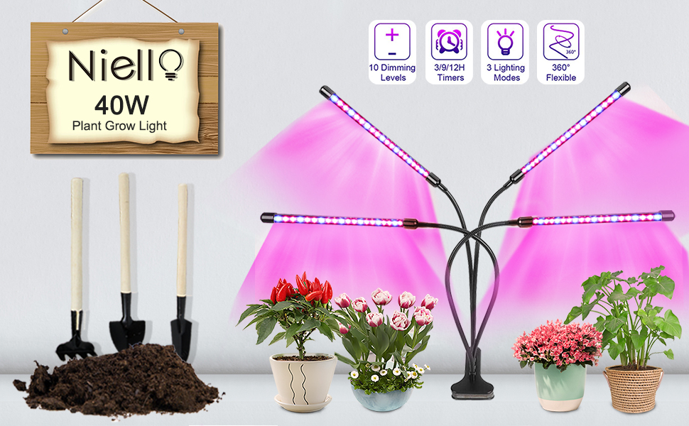 40w 4-head plant grow light