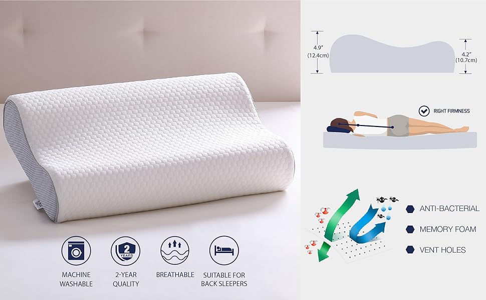 Amazon Com Exq Home Neck Pillow For Sleeping Contour Memory Foam