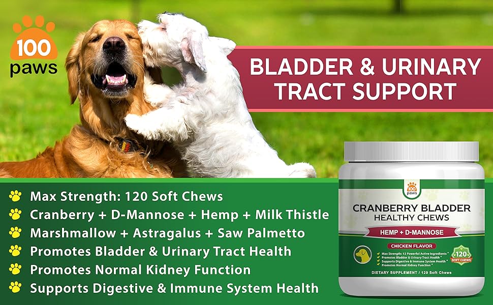 100 Paws Cranberry Supplement for Dog Cranberry Pills