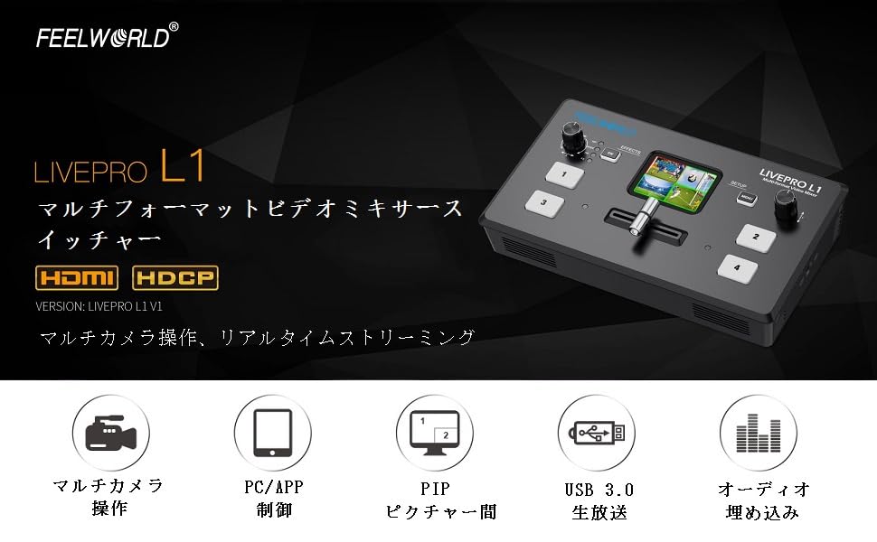 Amazon.co.jp: Feelworld LIVEPRO L1 V1マルチフォーマット