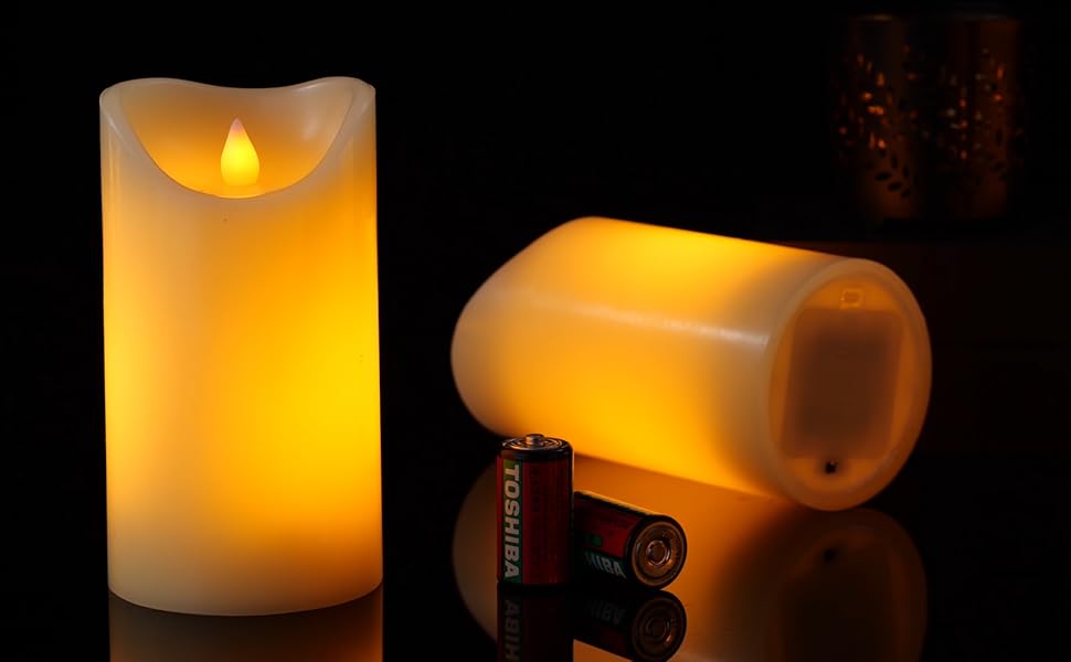 UNIVELA Flameless Candle, Real Wax Flame Effect LED Candle, Flame Table