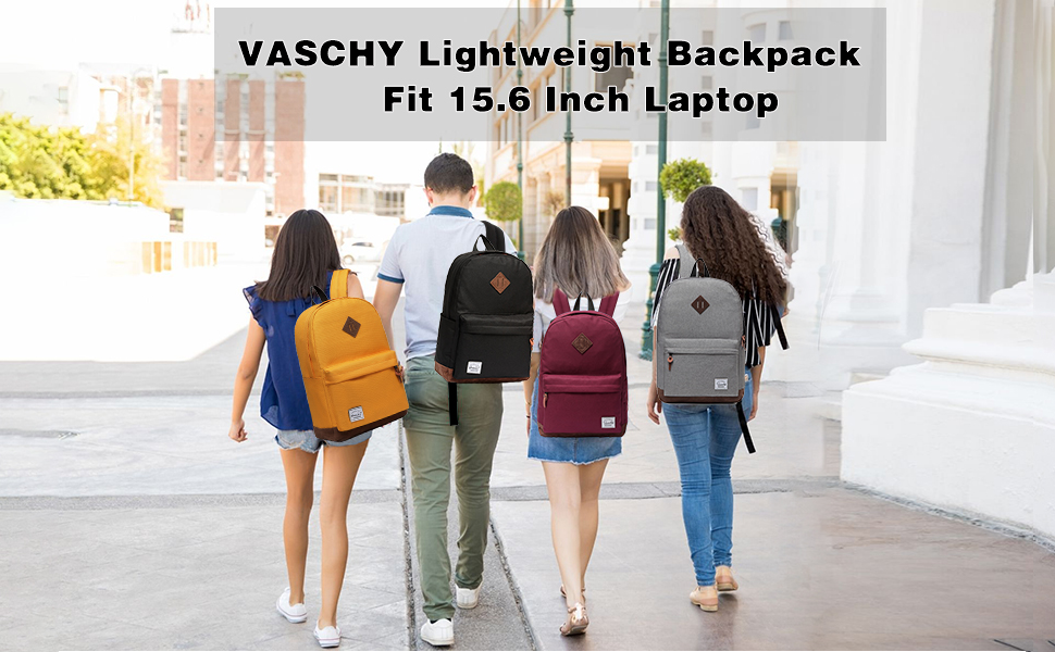 VASCHY School Backpack, Unisex Classic Lightweight Water Resistant