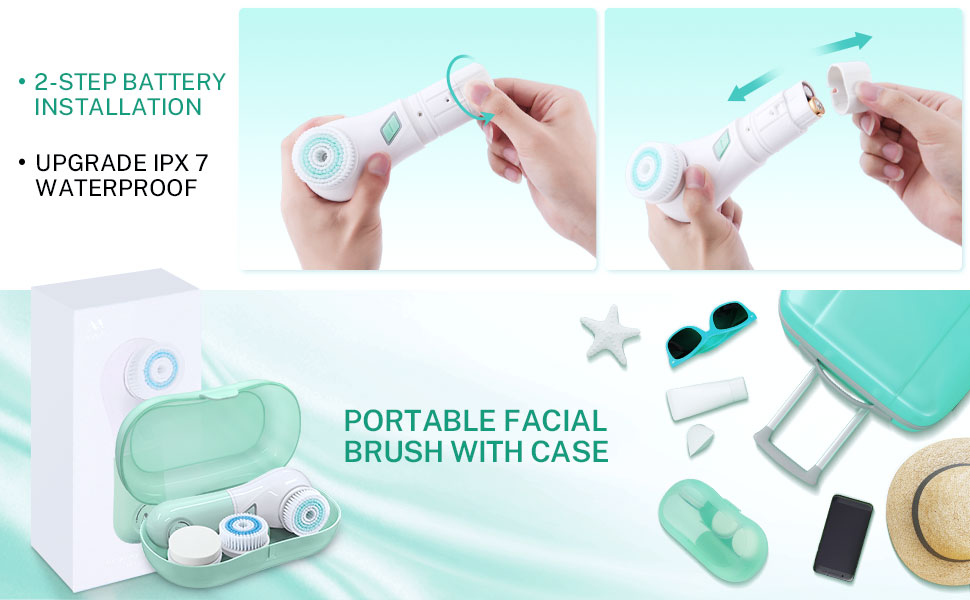 Facial Cleansing Brush Misiki IPX7 Waterproof Facial Spin Brush with 5