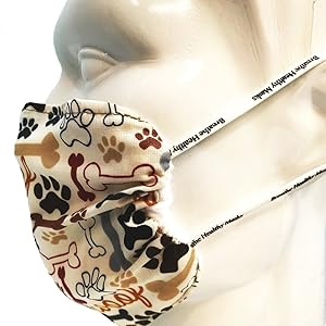 Breathe Healthy Dog Bone & Paw Print Mask - Side View