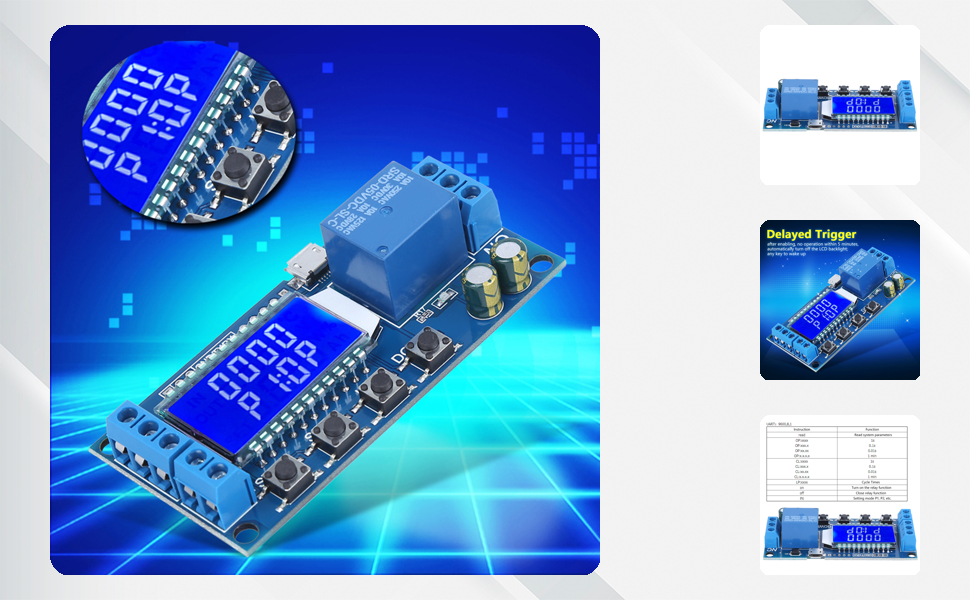 KUIDAMOS Cycle Trigger Delay Timer Switch Timer Module, LCD