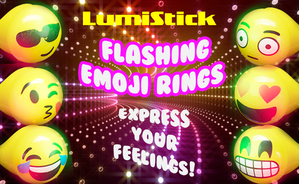 1" Flashing Emoji Rings GlowUniverse.co.uk