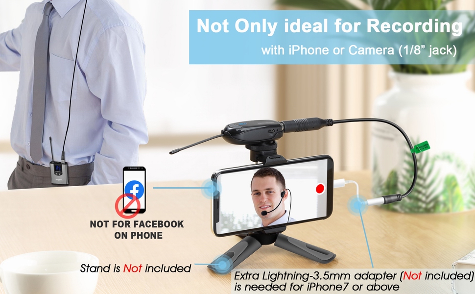 Alvoxcon Wireless Headset Lavalier Microphone System Wireless Lapel Mic