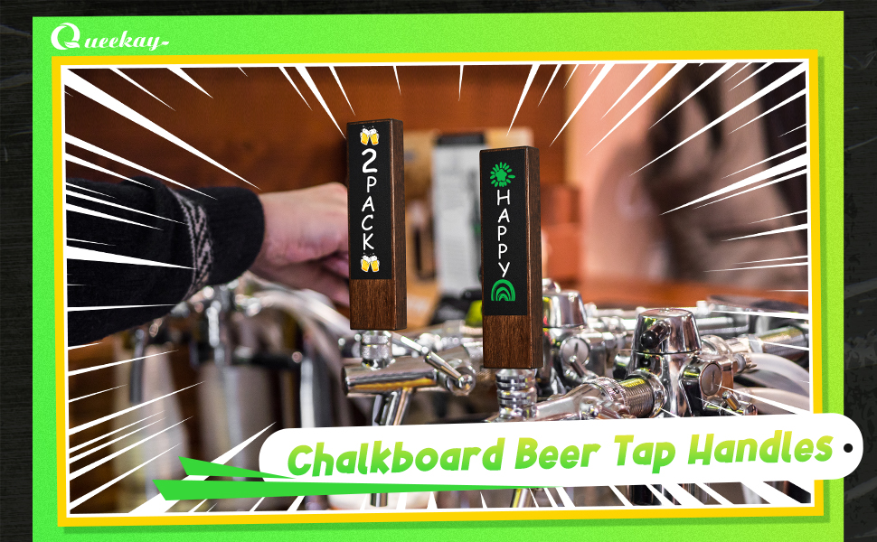 Queekay 12 Pcs Chalkboard Beer Tap Handles Wooden Walnut Keg Tap Handle With Chalk Markers For Bar Taps Handles Gift For Beer Lovers Home Brewers Bars Restaurant Wedding (Oak
