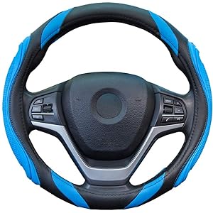 ZATOOTO ハンドルカバー 軽自動車 シリコーン レザー おしゃれ sサイズ 手触りよし ステアリングカバー グリップ感よし ブルー YWLY82-BL