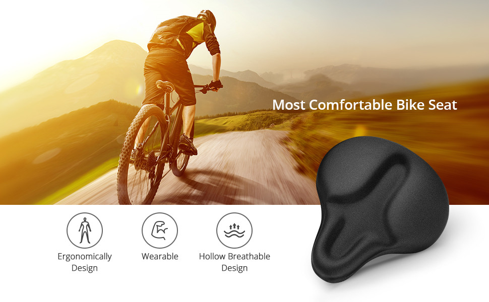 Large Gel Bike Seat Cover, Bike Seat Cushion for Peloton Bike, Bicycle