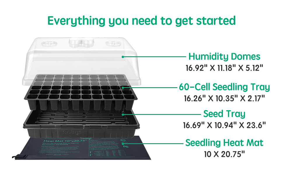 2 Set 60Cell Seed Starter Kit Strong Seed Trays with Humidity Domes