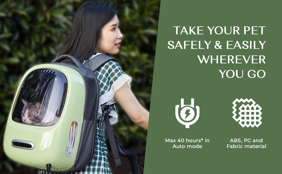 PETKIT Breezy Pet Carrier Green Backpack for Cats and