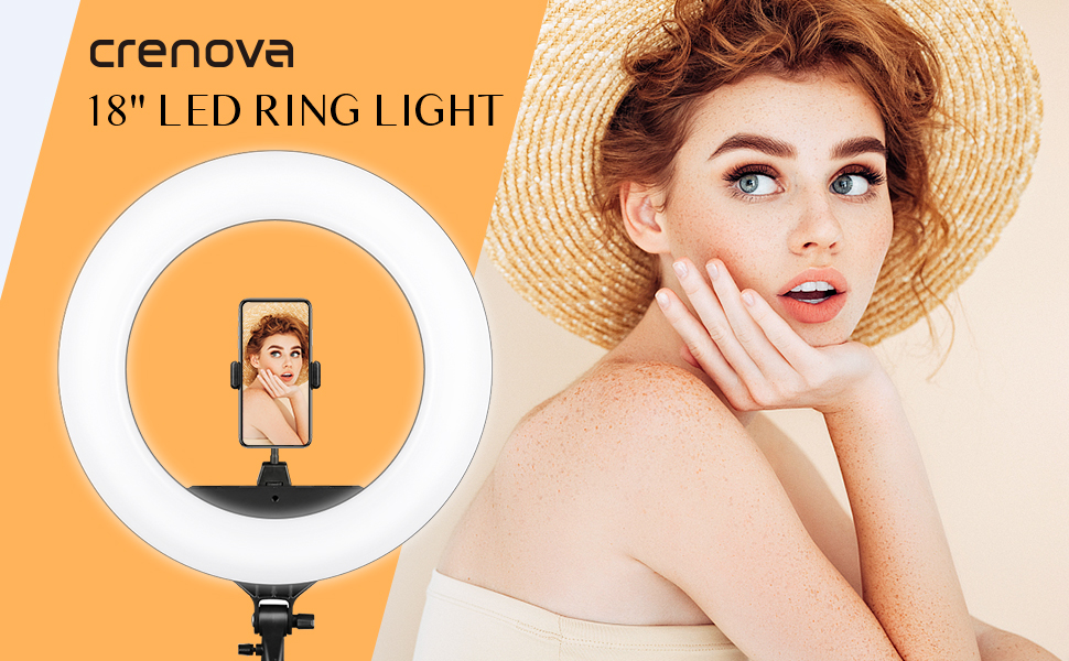 Crenova 18 inches LED Ring Light with Stand, Carrying Bag