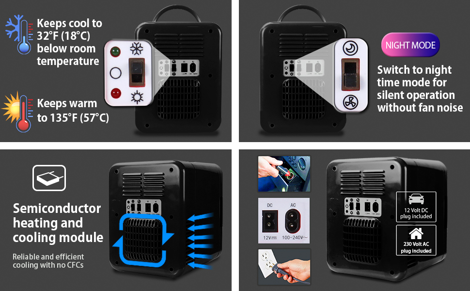 Koolatron Coke Zero Mini Fridge 4 Liter/6 Can Portable Fridge/Mini