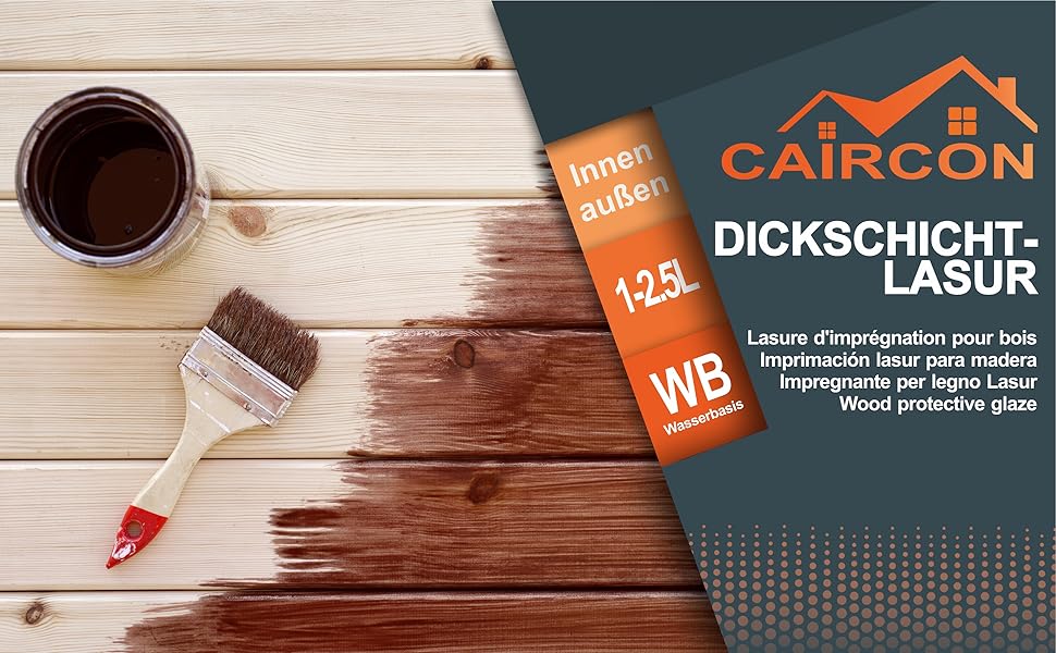 Dickschichtlasur 2in1 | Holzlasur für Innen und Außen | Dauerschutzlasur Holzschutzlasur ...