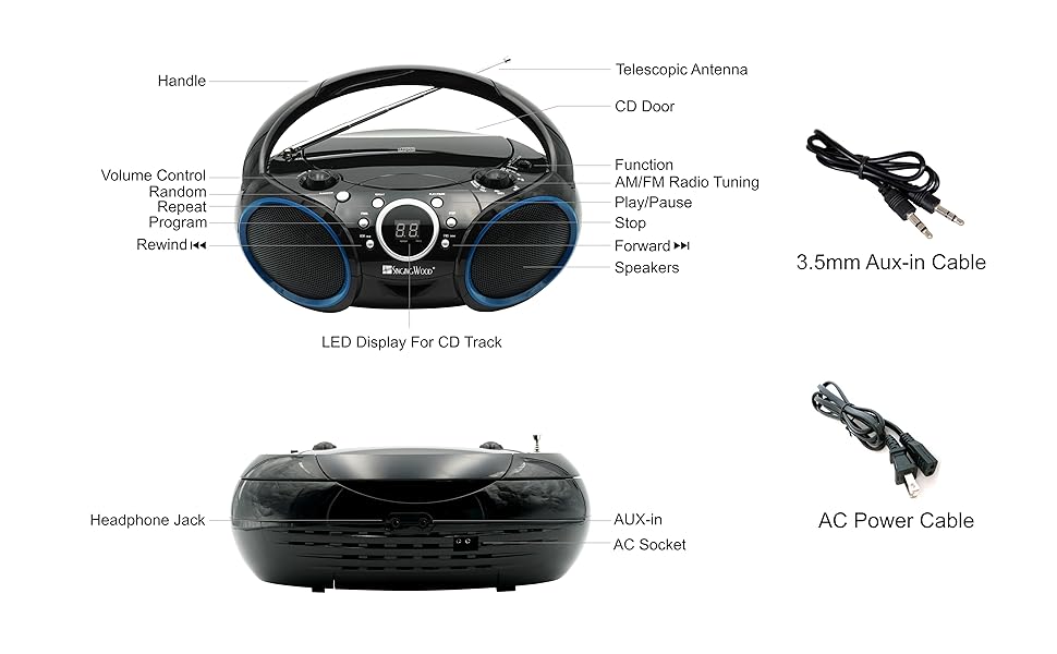 singingwood classic portable CD boombox AM FM Radio