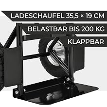 Transportwagen mit Schaufel, klappbar, Radschutz.