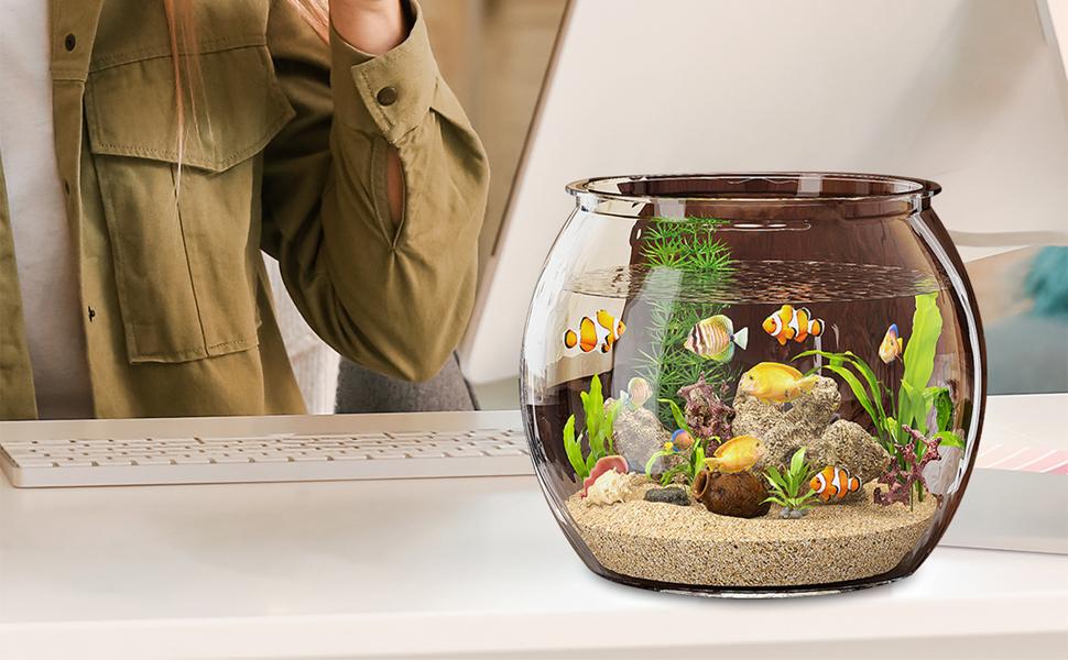 Amazon.co.jp: 丸い水槽、デスクトップ水族館,シリンダー