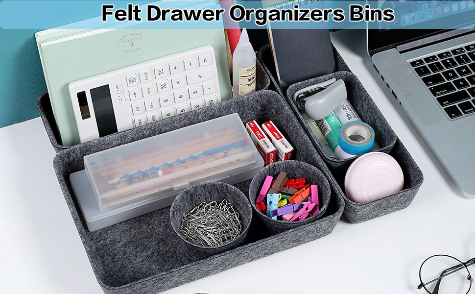 Drawer Organizer Trays, Desk Felt Drawer Organizers Bins