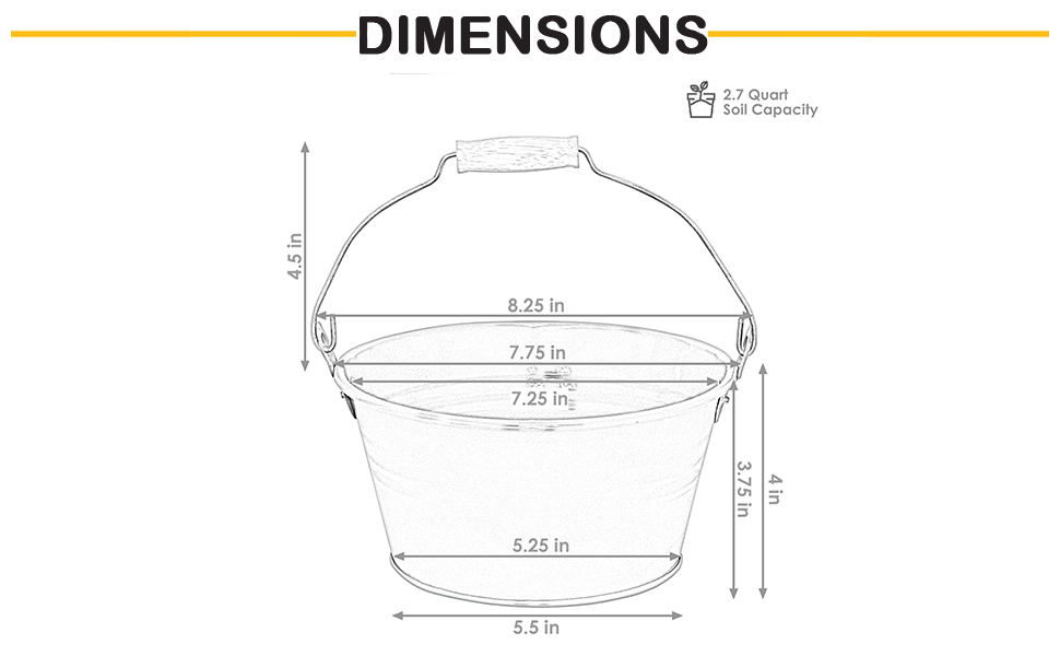Sunnydaze Galvanized Steel Bucket with Handle Decorative