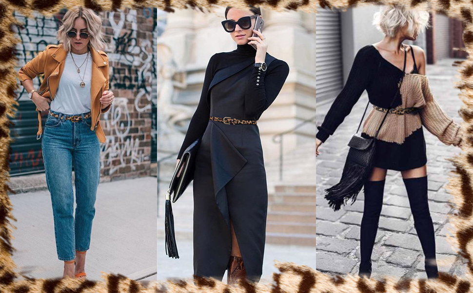skinny leopard belts for women