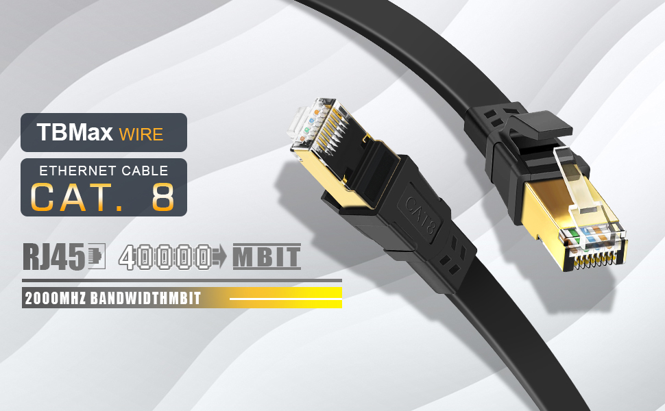 TBMax Cat 8 Cable 15 ft, High Speed Cat8 40Gbps