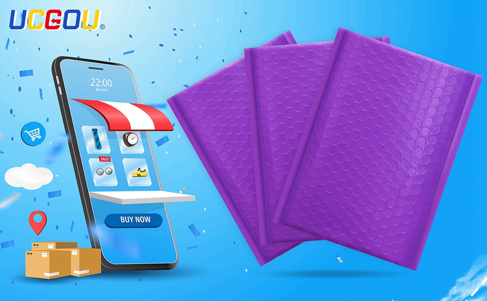 UCGOU 8.5x12 Inch Purple Poly Bubble Mailers Padded