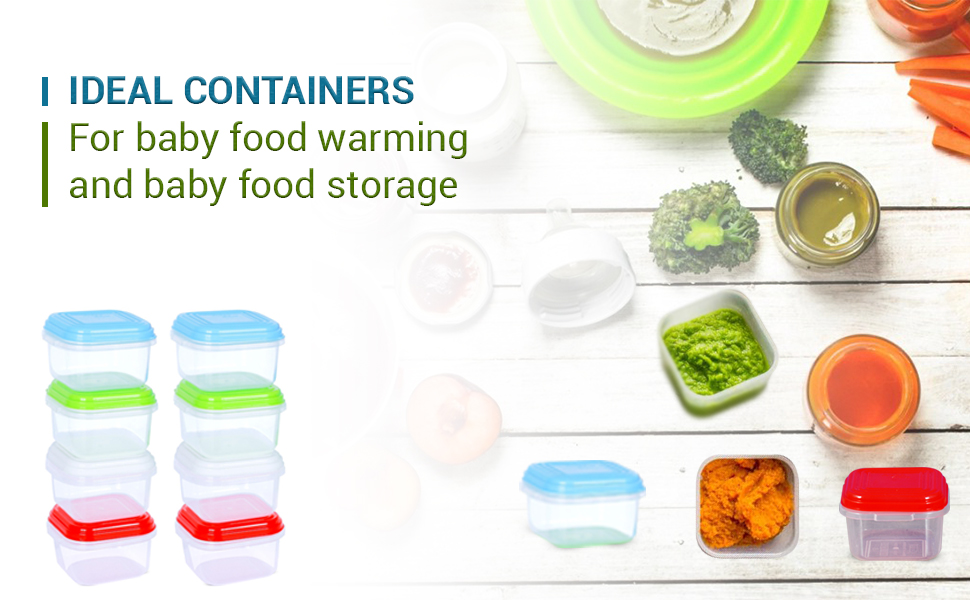 8pcs Plastic Mini Storage Boxes Baby Weaning Feeding Freezer Food Pots