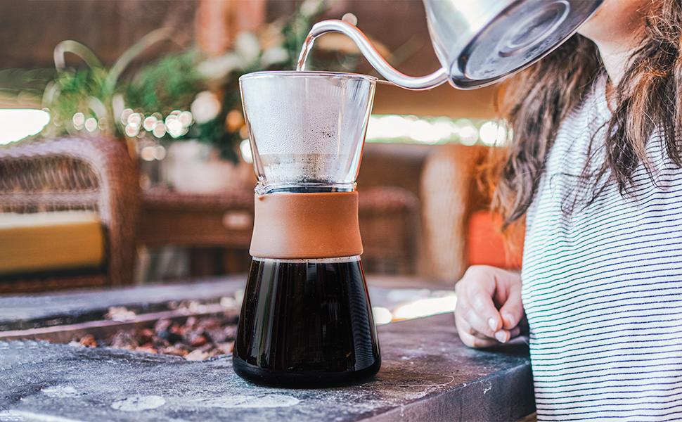 GROSCHE Amsterdam Glass Pour Over Coffee Maker Single Cup