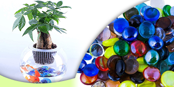 transparente Kieselsteine, Glas, hitzebeständig, feuerfest, Kristall, glatt poliert.