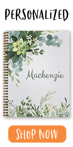 personalized, softcover, spiral notebook, 8.5" x 11"