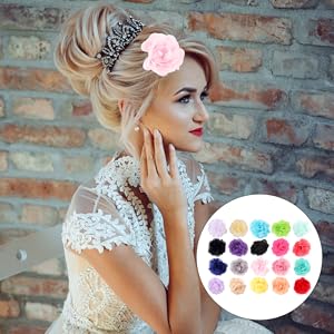 Amazon | HONMEET シフォン 3dローズヘアクリップセット 20個