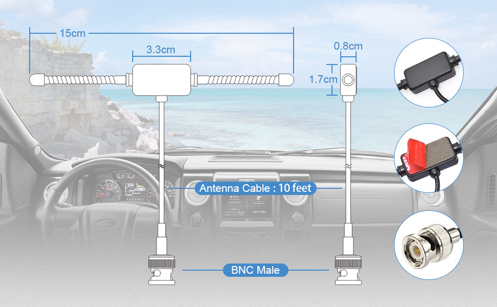 Bingfu VHF UHF BNC Male Scanner Antenna Car Truck Police Scanner