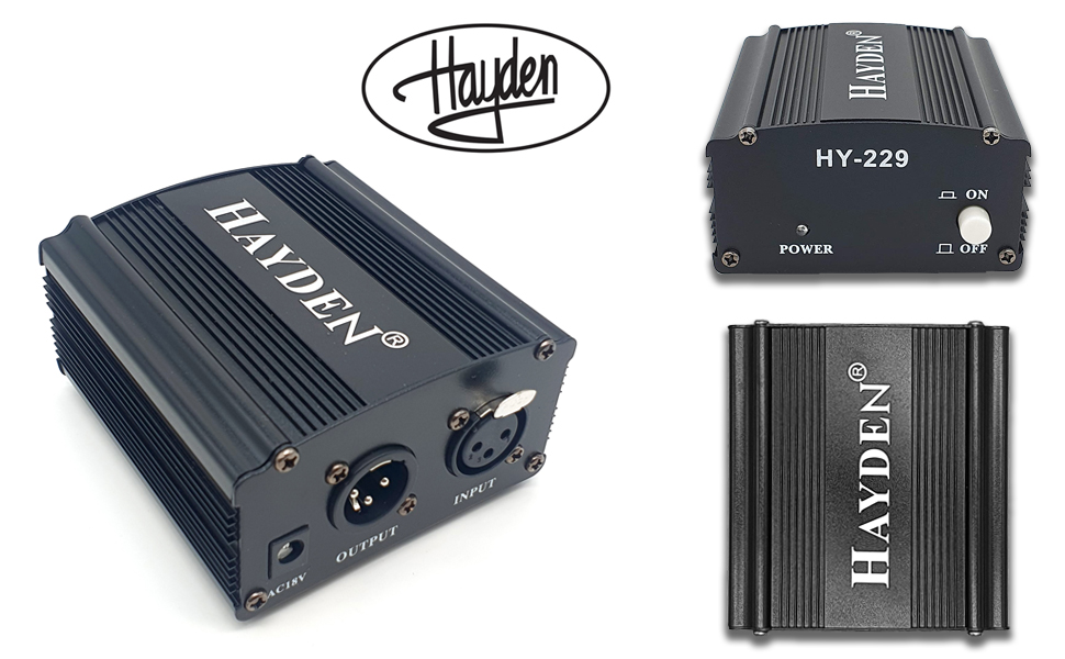 HAYDEN HY229 48V Phantom Power Supply Audio Interface with XLR Cable