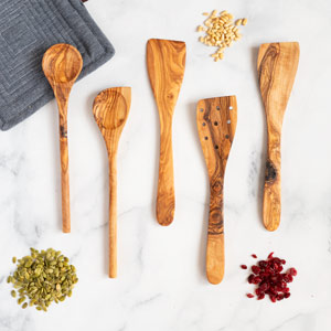 Five Piece Olive Wood Utensil Set