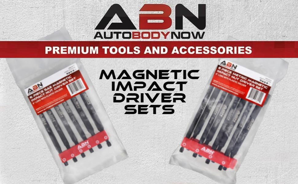 ABN Impact Nut Driver Tool Set 8pc SAE 6 in Long Shank Nut Driver