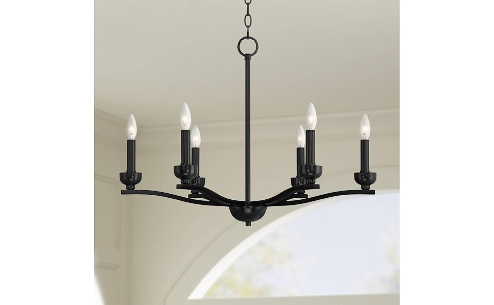 Franklin Iron Works Norwell Semi Gloss Black Chandelier