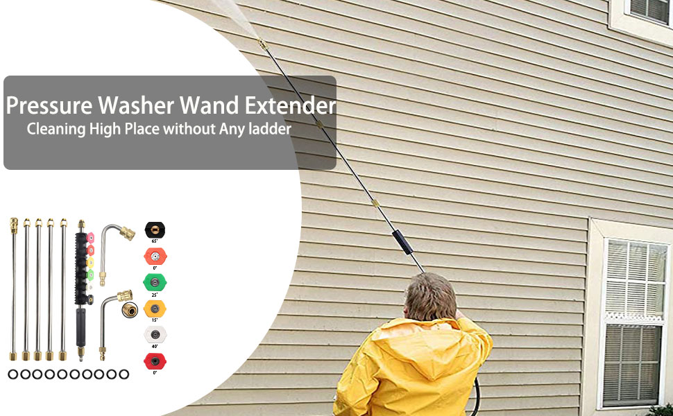Pressure Washer Extension Wand Set 1/4‘’ Quick Connect,80 Inch Power Washer Gutter