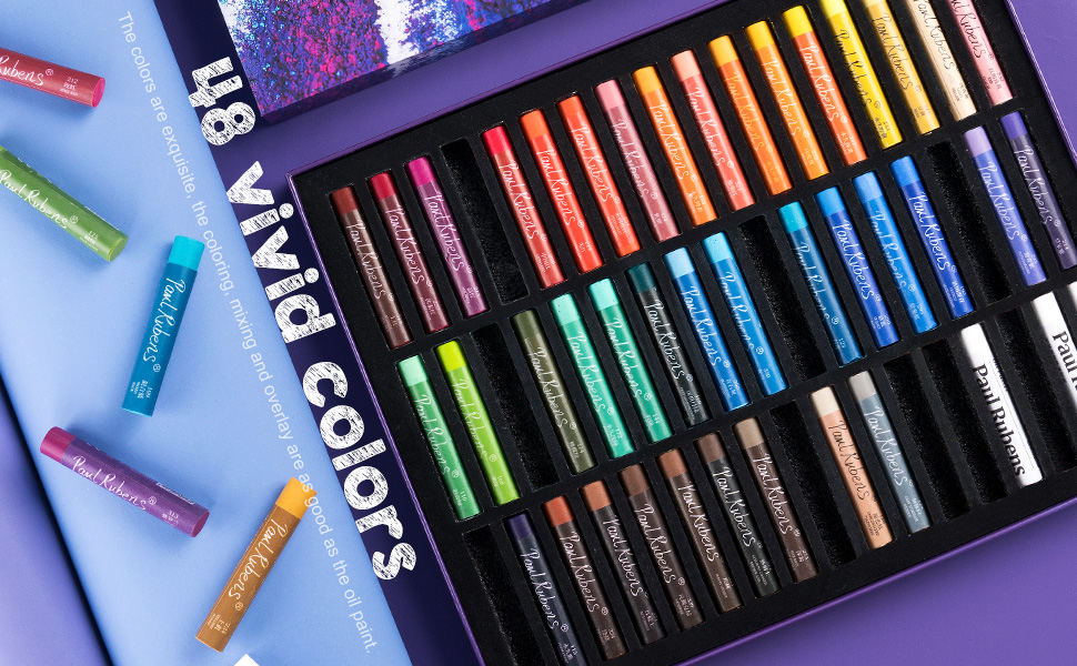 Paul Rubens Oil Pastels Set, 48 Colours Soft Pastels NonToxic Pastels