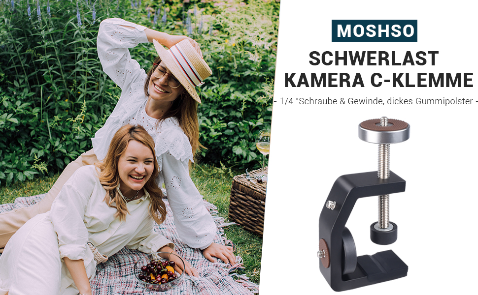 MOSHUSO C20 Pro Heavy Duty C Clamp Kamera Klemmhalterung mit 1/4 Zoll Schraube für DSLR Kamera