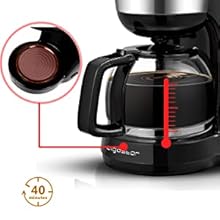 Cafetera De Goteo, 1000W, Cafetera De Filtro Con Filtro Reutilizable, Función Recalentar Y Mantener Caliente, Sistema Antigoteo, 1,25 L(10 Tazas), Libre De BPA - Aigostar Chocolate 14 3