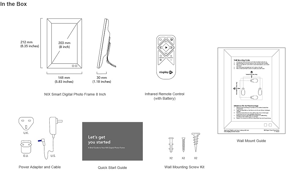 NIX 8 Inch USB Digital Picture Frame Portrait or