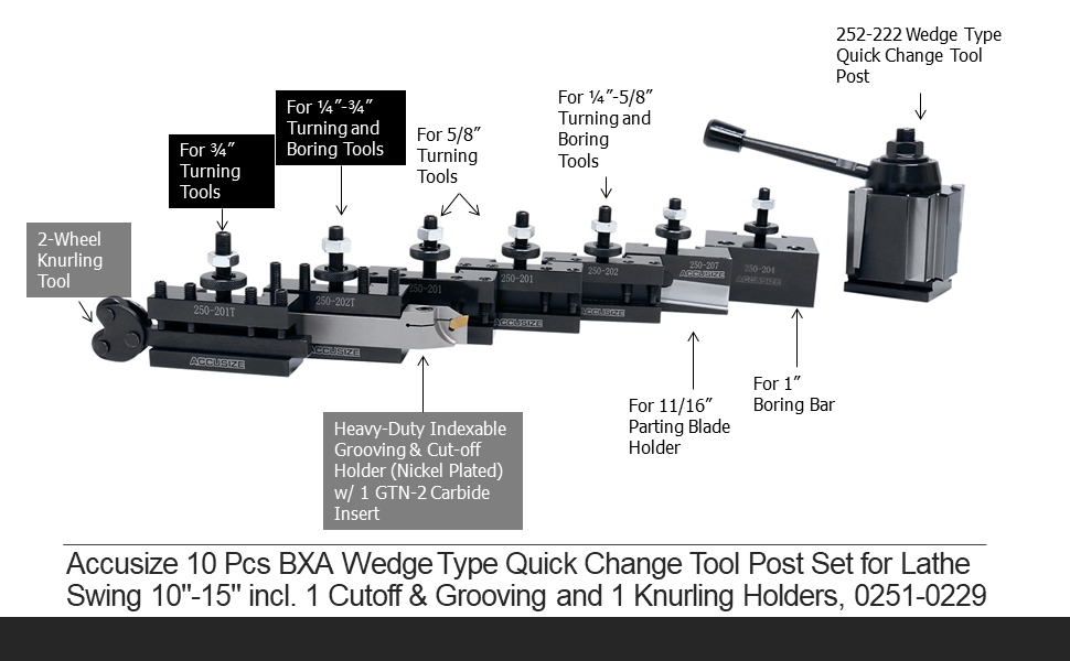 Bxa Wedge Type Quick Change Tool Post Set for Lathe Swing 10"-15"