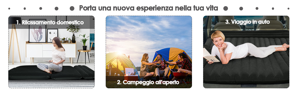 COSTWAY Materasso Gonfiabile Da Auto, 180x128x12cm, Letto Gonfiabile Per Campeggio Materasso Di Viaggio, Pompa Elettrica Inclusa, Nero 14 2