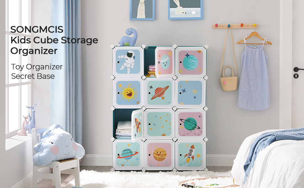 SONGMICS Kids Toy Cube Storage Organizer, 12Cube Plastic