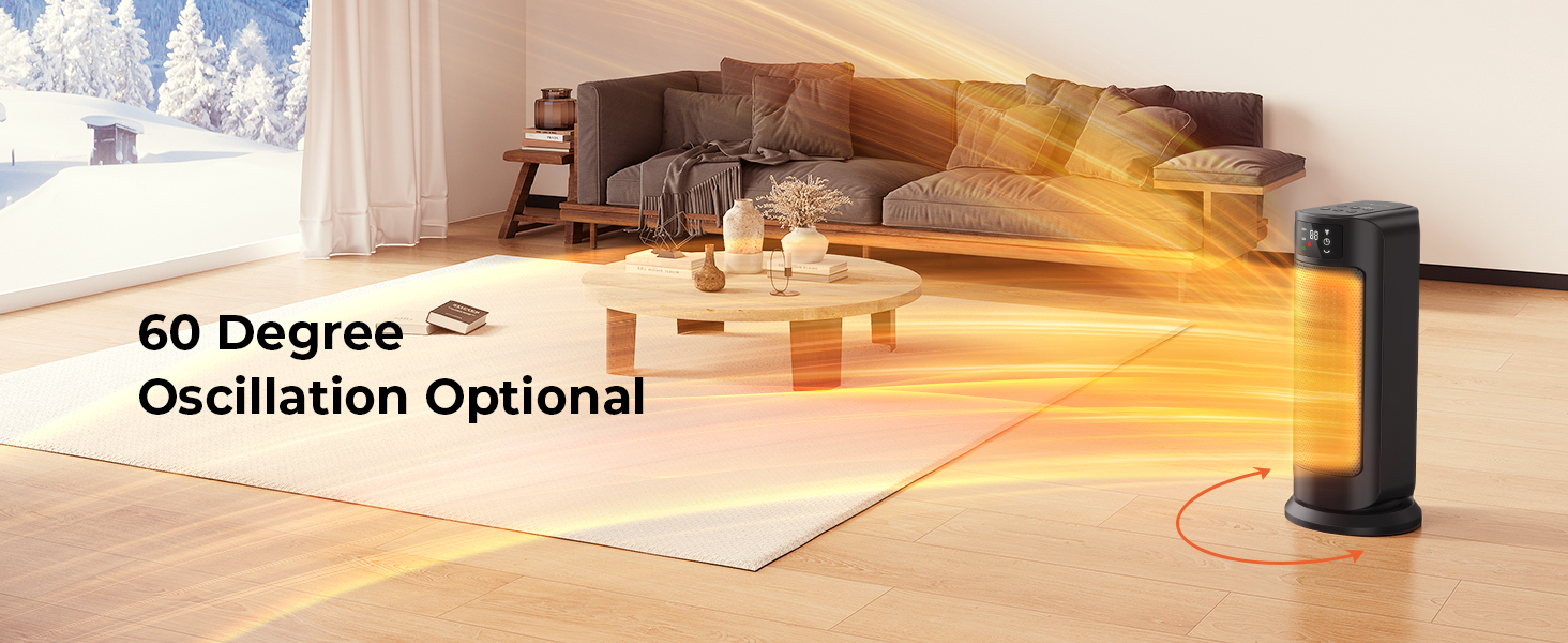 Space Heater, 1500W Space Heaters Efficient Heating with LED Display, 124H Timer