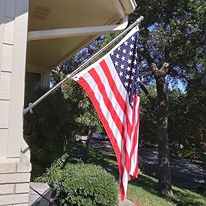 5 6 ft stainless steel flag pole kit with bracket for American flag outdoor house porch 3x5 flagpole